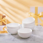 AntoKueh 5 Inch Ceramic Cereal Bowls, 16 Ounces Small Bowls Set of 6,Off-White Dipping Bowls for Kitchen,Dessert, Fruits, Snack,Microwave and Dishwasher Safe