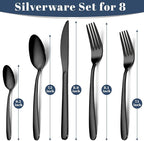 Silverware Set - 40PCS Stainless Steel Silverware Set for 8, Includes Forks Spoons and Knives, Utensil Sets for Home Kitchen Restaurant, Dishwasher Safe, Black