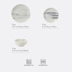 Gibson Home Cloudlight 12 Piece Plates and Bowls Dishes Blue and White - Decorated Porcelain Ceramic Dinnerware Set - Service for 4