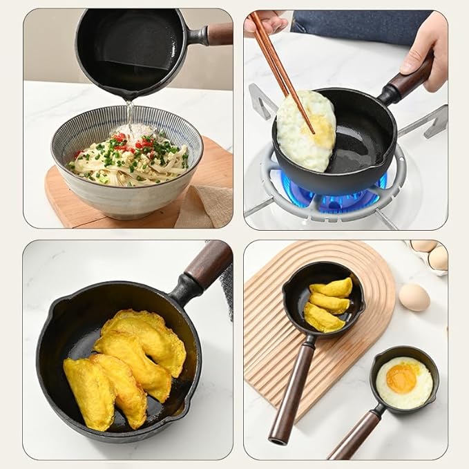 Small Cast Iron Skillet,Butter Warmers for Seafood,5.1 Inch Mini Frying Pan for Basting,Melting,Simmering Sauce,Butter Cheese,Warming Milk,Fried Egg Indoor Outdoor Cooking(2 pack)