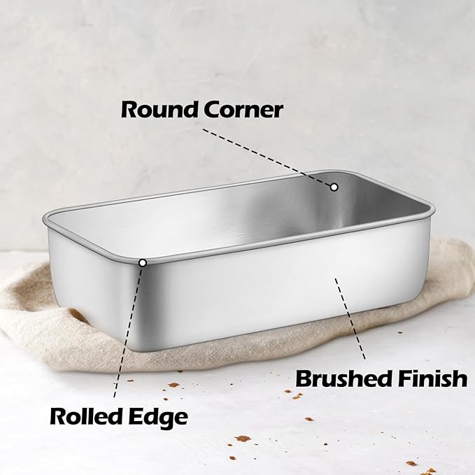 Leonyo 6 Pack Loaf Pans for Baking Bread, 9IN x 5IN Stainless Steel Loaf Pans for Homemade Bread, Meatloaf, Bananas, Brownies, Lasagnas, Dishwasher Oven Safe