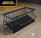 Black Kitchen Sink Caddy Organizer - Sponge Caddy with Self-Draining Tray, Stainless Steel Sink Caddy Kitchen Sink Organizer, Non-Slip Sink Drying Rack for Dishwashing Supplies