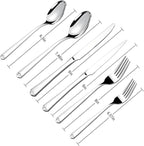 60 Piece Silverware Set with Steak Knives for 10, Prendcyx Stainless Steel Flatware Set, Food-Grade Tableware Cutlery Set Includes Forks Spoons Knives, Mirror Polished, Dishwasher Safe
