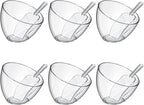 Hoolerry 12 Pcs Serving Bowls Kit Include Clear Plastic Bowls for Parties and Popcorn Measuring Scoops Acrylic Plastic Kitchen Angled Candy Scoops for Office Canister Salad Cooking (35 oz)
