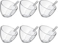 Hoolerry 12 Pcs Serving Bowls Kit Include Clear Plastic Bowls for Parties and Popcorn Measuring Scoops Acrylic Plastic Kitchen Angled Candy Scoops for Office Canister Salad Cooking (25 oz)