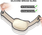 Silicone Bread Sling, Silicone Baking Sling with Longer Handles, Non-Stick & Easy Clean Dutch Oven Baking Mat to Transfer SourDough Easily, Reusable Bread Mat Set (2 Pcs Grey Oval)