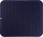 MicoYang Silicone Dish Drying Mat for Multiple Usage,Easy clean,Eco-friendly,Heat-resistant Silicone Mat for Kitchen Counter or Sink,Refrigerator or Drawer Liner Navy Blue 2XL 24 inches x 18 inches