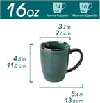 vancasso STARRY Ceramic Coffee Mug Set of 6, 16 Oz Tea Cups with Handle for Latte, Tea, Cappuccino, Milk, Cocoa, Microwave&Dishwasher Safe, Green