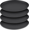 FillTouch 4 Pcs Restaurant Serving Trays PP Plastic Non Slip Rubber Lined Large Oval Tray for Kitchen Dining Room Cafeterias Fast Food Service (24 x 29 Inch,Black)