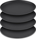 FillTouch 4 Pcs Restaurant Serving Trays PP Plastic Non Slip Rubber Lined Large Oval Tray for Kitchen Dining Room Cafeterias Fast Food Service (24 x 29 Inch,Black)