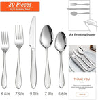 HaWare 20-Piece Silverware Set for 4, Stainless Steel Flatware Cutlery Set for Home Kitchen Restaurant Hotel, Modern Ergonomic Design, Mirror Polished, Dishwasher Safe