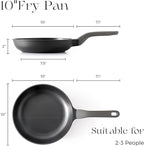 PRICUSIS Nonstick Frying Pan, 8/10/12 Inch Skillet with Stay Cool Handle, Fully Coated, Induction Compatible & Oven Safe, 100% Dishwasher Safe, PTFE & PFOA Free（10 Inch, Black Sesame）