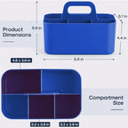 Multiuse Caddy Organizer with Handle, Portable Plastic Tote Bin - Art Craft, Stationary Pen Marker Crayons, Makeup Hair Supplies Storage - Bathroom, Classroom, Dorm, Office, Desk Holder - Dark Blue