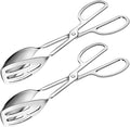 2 Pack Serving Tongs Buffet Tongs for Kitchen Cooking 10 Inch Stainless Steel Salad Tongs Serving Utensils for Wedding Party Catering (Silver)