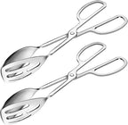 2 Pack Serving Tongs Buffet Tongs for Kitchen Cooking 10 Inch Stainless Steel Salad Tongs Serving Utensils for Wedding Party Catering (Silver)