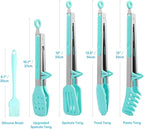 5-Pack Silicone Tongs for Cooking,Maywe Tanso 4PCS 13-Inch Kitchen Tongs with Silicone Tips,Nonstick Stainless Steel Tong for Steak Pie Pizza Pasta Spaghetti Salad BBQ Buffet,Plus Brush