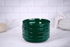 KooK Ceramic Large Pasta Bowls, Microwave and Dishwasher Safe, Great for Soups and Salads, Shallow Serving Bowls, Glossy Porcelain, 47 oz, Set of 4, Hunter Green