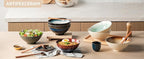 8 Inch Ceramic Ramen Bowl Set of 2, 40oz Japanese Bowls with Spoons & Chopsticks,Durable,Microwave & Dishwasher Safe,Perfect for Ramen,Pho,Salad,Soup,Noodles，Mixing bowls (Aurora Galaxy)