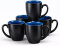 GBhome 16oz Coffee Mugs Set of 6, Large Ceramic Coffee Mugs for Man, Woman, Dad, Mom, Modern Coffee Mugs Set with handle for Tea/Latte/Cappuccino/Milk/Cocoa. Dishwasher&Microwave Safe,Blue