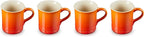 Le Creuset Stoneware Set of 4 Mugs, 14 oz. each, Flame