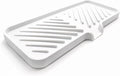 Happitasa Silicone Soap Dish Tray and Sponge Holder with Drain Chute and Feet | 3-Way Sloped Design | Bathroom and Kitchen Sink Organizer Caddy (White, 10"x4", 7.8 Ounces)