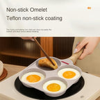 4-Hole Egg Frying Pan Nonstick Granite Coating | PFOA Free Divided Omelette Pancake Skillet | 4-Cup Breakfast Egg Cooker for Induction Gas Electric Stove | Easy Clean Non Stick Cooking Pan