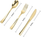 N9R 160pcs Gold Plastic Silverware - Gold Plastic Utensils Set - Tableware Flatware Kit 80 Forks, 40 Spoons, 40 Knives Disposable Cutlery Set for Party, Wedding, Birthday