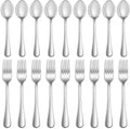 16 Pcs Forks and Spoons Silverware Set,Food Grade Stainless Steel Flatware Cutlery Set for Home,Kitchen and Restaurant,Mirror Polished,Dishwasher Safe - 8 Dinner Fork(8 inch) and 8 Teaspoon(6.5 inch)
