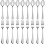 16 Pcs Forks and Spoons Silverware Set,Food Grade Stainless Steel Flatware Cutlery Set for Home,Kitchen and Restaurant,Mirror Polished,Dishwasher Safe - 8 Dinner Fork(8 inch) and 8 Teaspoon(6.5 inch)