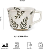 Vintage Ceramic Mug Set - 12 oz Unique Ceramic Coffee Mugs & Tea Cups with Hand-Drawn Patterns, Dishwasher & Microwave Safe, Ideal Gift