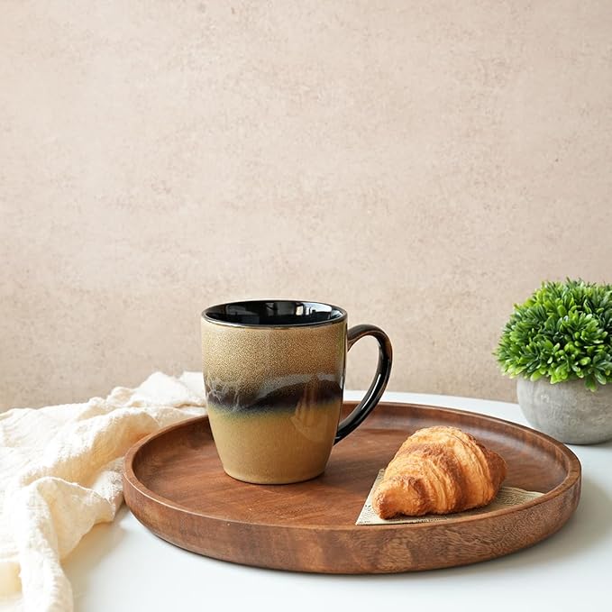 Bosmarlin Ceramic Coffee Mug Set of 4, 17 Oz, 4 Colors to Choose, Tea Cups, Dishwasher and Microwave Safe, Reactive Glaze (Walnut)