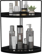 Dorhors 2-Tier Bathroom Counter Organizer,Vanity Counter Corner Shelf, Skincare, Wood Countertop Bathroom Storage and Organization for Kitchen (Black)