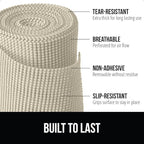 GORILLA GRIP powerGRIP Drawer Shelf and Cabinet Liner, Thick Strong Hold, Non-Adhesive Liners Protect Kitchen Cabinets and Cupboard, Bathroom Drawers, Easy Install, Breathable Mat, 17.5" x20', Cream