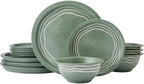 Pfaltzgraff Nature's Pallet 12 Piece Stoneware Dinnerware Set, Service for 4, Modern Style, High Rims for Everyday use, Green