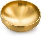 Frcctre 3 Pack 7.3 Inch Large Stainless Steel Bowls, 31 OZ Double Walled Insulated Bowls, Unbreakable Decorative Golden Bowl Serving Bowl for Salad Soup Noodle Friut Mixing, Dishwasher Safe