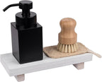 zoocatia Small Wood Tray Pedestal Stand Farmhouse Bathroom Decor Decorative Wooden Riser Kitchen Soap Dish Holder for Vanity, Counter, Sink, White