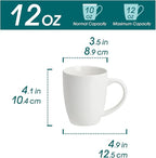 vancasso White Ceramic Coffee Mug Set of 6, 12 Oz Tea Cups with Handle for Latte, Tea, Cappuccino, Milk, Cocoa, Microwave&Dishwasher Safe