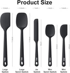 Redfly Silicone Spatula Set, 5 Piece Food Grade Silicone Cooking Utensils Set, Rubber Spatula Heat Resistant Nonstick for Baking, Cooking, Kitchen Utensils Dishwasher Safe Black