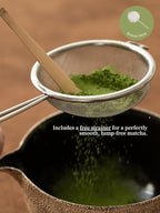 6-pcs Japanese Matcha Whisk Set, Handmade Ceramic Matcha Set with Bowl(Chawan),Bamboo Whisk(Chasen) and Holder, Scoop, Sifter & Tea Towel,Matcha Kit for Ceremony(Clear Sky Blue)