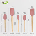 Silicone Spatula Set, Food Grade Rubber Spatula-4 Piece Nonstick Rubber Spatulas, Spoonula, Jar Scraper for Cooking, Baking, Mixing, Frosting - Heat Resistant Up to 600°F (5 Pcs Spatula Pink)