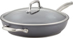 Anolon Accolade Forged Hard Anodized Nonstick Deep Frying Pan / Skillet with Helper Handle and Lid, 12 Inch - Moonstone Gray