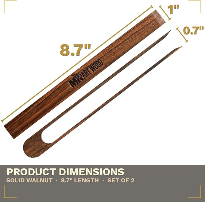 Magnetic Walnut Wood Toaster Tongs, Set of 2 – 8.7-Inch Kitchen Tongs for Toast, Bagels, Bacon, Muffins & BBQ | Non-Toxic, Glue-Free Hardwood with Magnetic Storage Holder