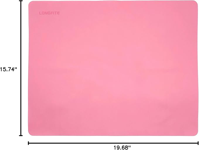LONGFITE Silicone Baking Mat for Dough Rolling Pastry Fondant Mat Large Nonstick and Nonskid Heat Resistent, Countertop Protector, Dining Table Mat and Placemat (Large, Pink)