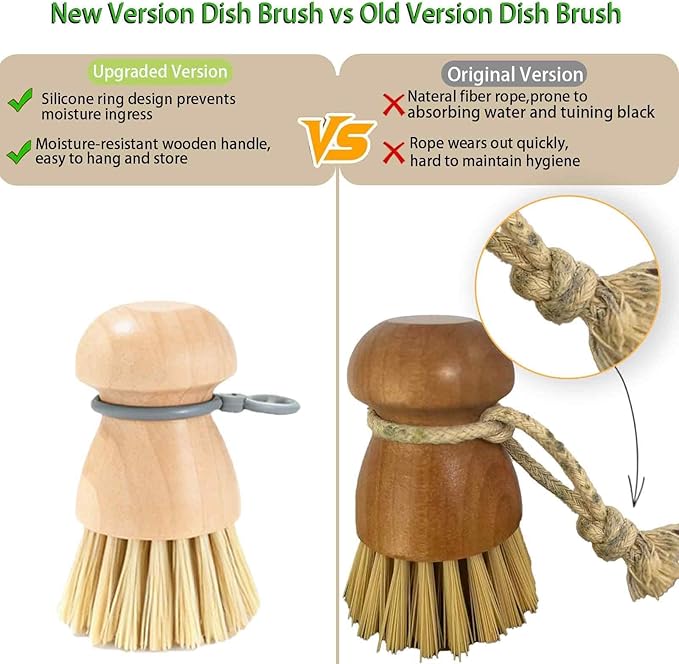 Dish Brush with Durable Bristles for Non Scratch Cleaning, Easy Grip Handle for Fast Grease Removal on Dishes Pots Pans and Sink – Dish Cleaning Brush, Dish Scrub Brush, Kitchen Dish Brush