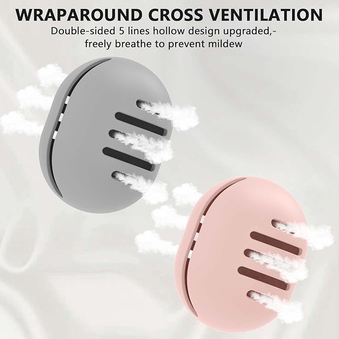 Fauxomor 2 Pcs Makeup Sponge Holder,Double-Sided Breathable Silicone Beauty Make Up Blender Case for Travel or Daily,Shatterproof Make-up Travel Case Quick Drying Easy to Carry,Grey+Pink
