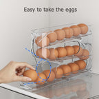 Sotfamily Clear Egg Holder for Fridge, Auto Rolling Egg Dispenser for Eggs 18 Count, FIFO Design, Space-Saving Egg Roller, Organizer, Container, Storage for Refrigerator & Kitchen Countertop(1 Pack)