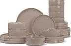 Famiware Nebula Plates and Bowls Sets, Dinnerware Sets, Dishes Set for 8, 8-Set(24pcs), Cinnamon Brown