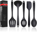 Silicone Kitchen Utensils Set, 5 PCS Heat Resistant Non Stick Cooking Tools, Silicone Spatula/Turner/Serving Spoon/Soup Ladle/Slotted Spoon, for Home and Camping