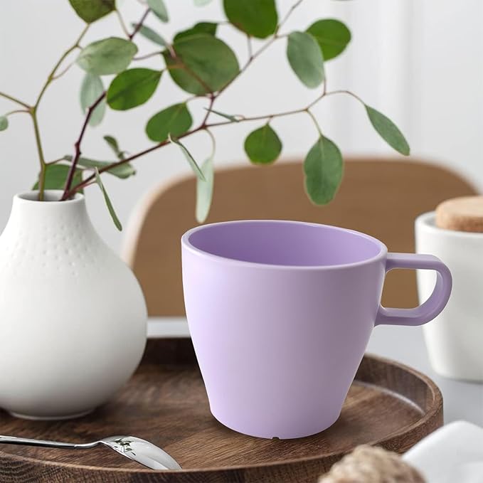 10 oz Coffee Cups Eco-Friendly, Shatter-Resistant Mug with Hanging Ears | Thickened Porcelain-Like Material | Suitable for Both Commercial and Home use(6-pack) (Purple)