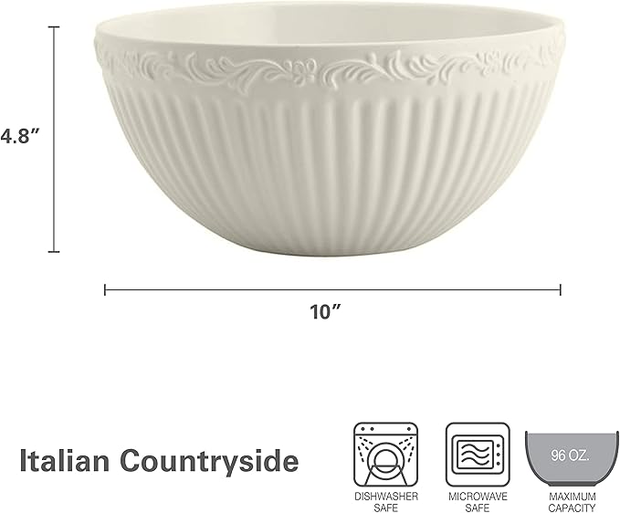 Mikasa Italian Countryside Serving Bowl, 10-Inch, White - 5085633